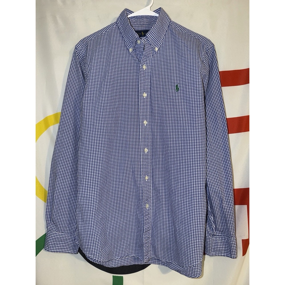 Polo Ralph Lauren Button Up Shirt Mens Medium Blue Plaid Long Sleeve